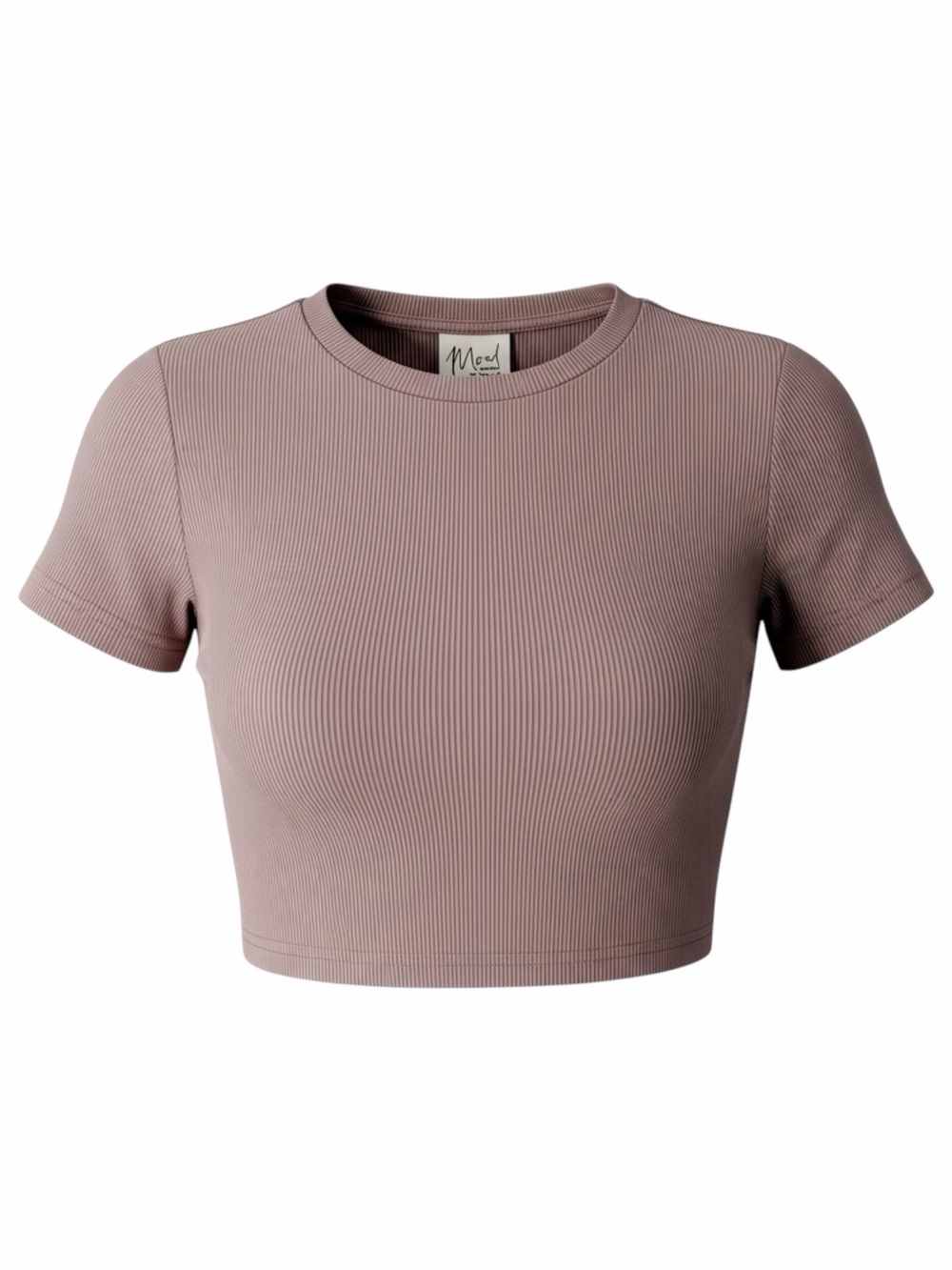 Mood Women’s XL Lilac Purple Ribbed Fitted Crop Top Short Sleeve Baby Tee